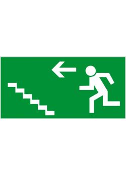 Emergency exit sign "Stairs downward-left" page length of 10-40 cm