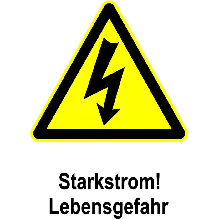 Warnschild "Starkstrom! Lebensgefahr"
