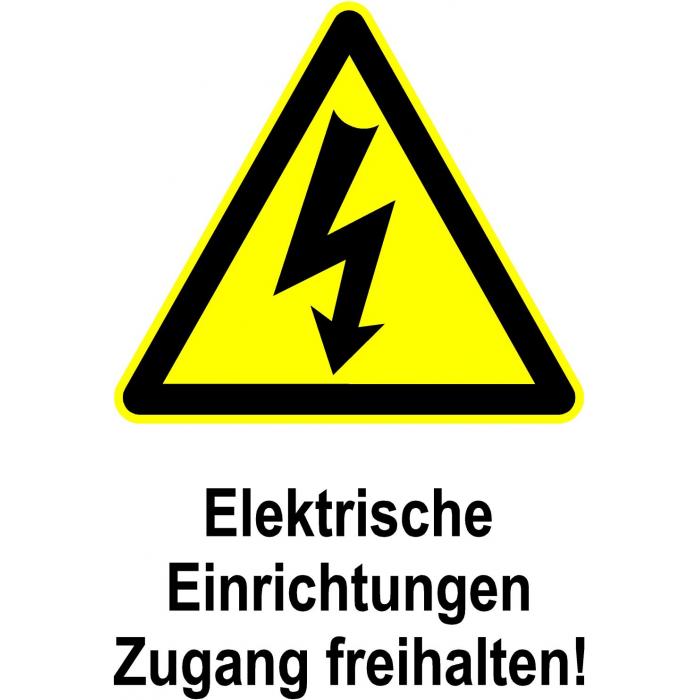 Warnschild "Elektrische Einrichtungen Zugang freihalten!"
