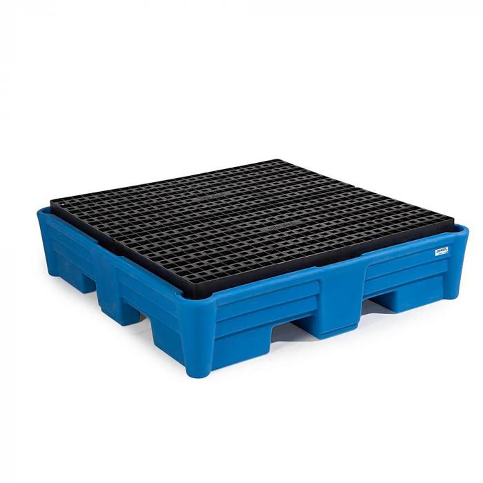 Collection tray classic-line - polyethylene (PE) - load 1600 kg - for up to 4 barrels - with and without grating