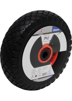 Polyuretaanipyörä - putkittomat ja ilmattomat renkaat - punainen / musta - pyörä ø 260 mm - kantavuus jopa 100 kg