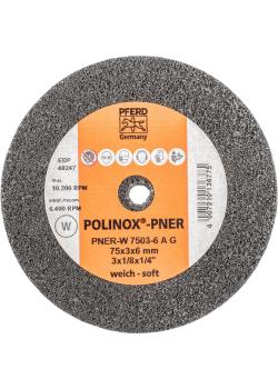 PFERD POLINOX compact grinding wheel PNER - corundum / silicon carbide - outer ø 75 mm - bore ø 6 mm - grain size coarse to fine - design soft to hard - pack of 10 - price per pack