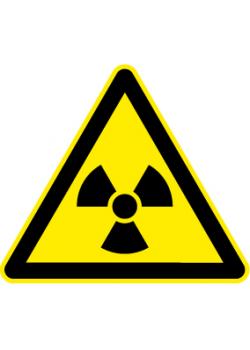 Advarselstrekant "Radioaktive materialer" - sidelængde 5-40 cm