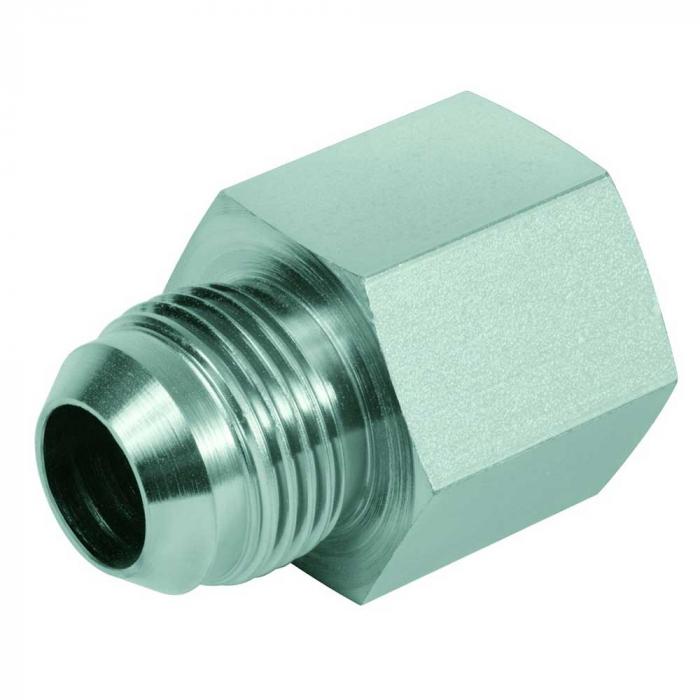 Connection screw connection - steel chrome-plated - JIC-AG UNF 7/16 "to UN 1 7/8" on IG NPT 1/8 "to NPT 1 1/2"