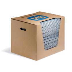 PIG BLUE® Heavy - Absorbent mat in dispensing box - Absorbs 64.5 liters per box - Contents 50 mats per box