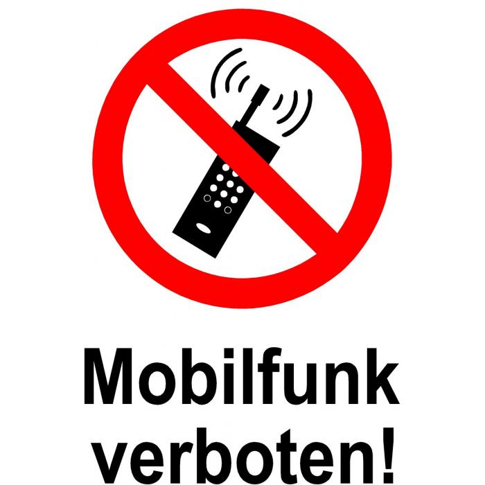 Verbotsschild - "Mobilfunk verboten!" 20x30cm / 30x45cm