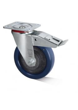 Apparat drejeligt hjul med dobbelt stop - hjul Ø 80 til 200 mm - konstruktionshøjde 108 til 245 mm - bæreevne 150 til 500 kg