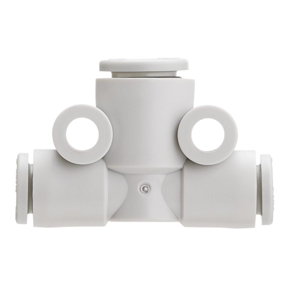T-steekverbinding KQ2T - PBT/PP - ovale drukring - buitendiameter slang 3,2 tot 4 mm tot 6 tot 10 mm - VE 10 stuks - prijs per stuk