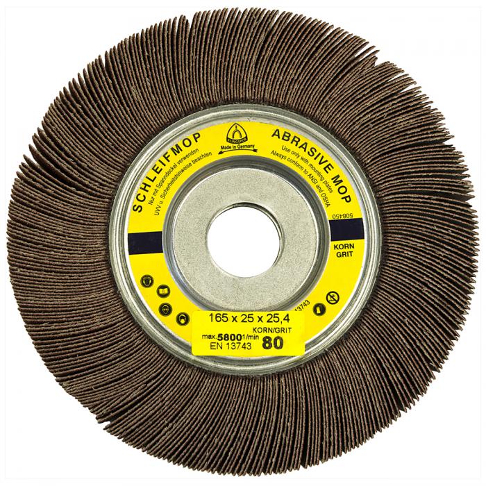 Abrasive mop wheel SM 611 W - Ã˜ 165 mm - width 25 to 50 mm - bore 25.4 mm - grain 40 to 180 - corundum - 3 to 5 units - price per unit