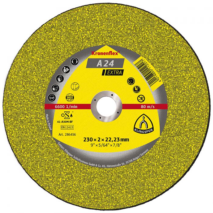 Cutting disc A 24 EX - diameter 115 to 230 mm - width 2 mm - bore 22.23 mm - pack of 25 - price per pack