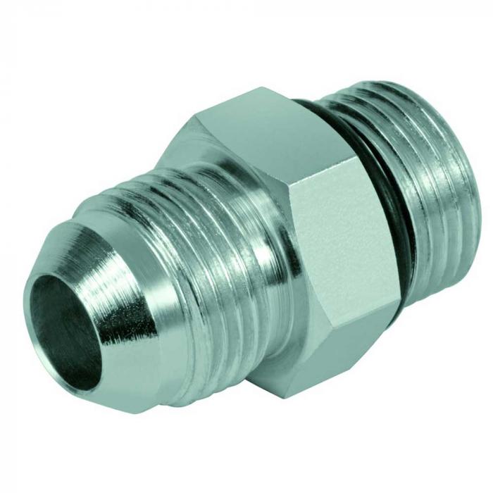 Screw-in fitting - chrome-plated steel - JIC-AG UNF 7/16 "to UN 2 1/2" to SAE-AG UNF 7/16 "to UN 2 1/2"