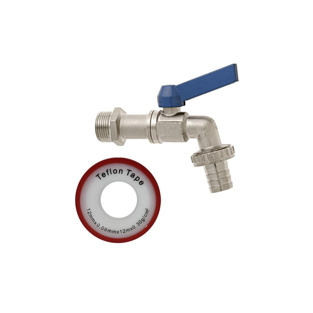 GEKA® ball outlet valve set - nominal size 1/2" or 3/4" - with sealing tape roll - PU 6 pieces - price per PU