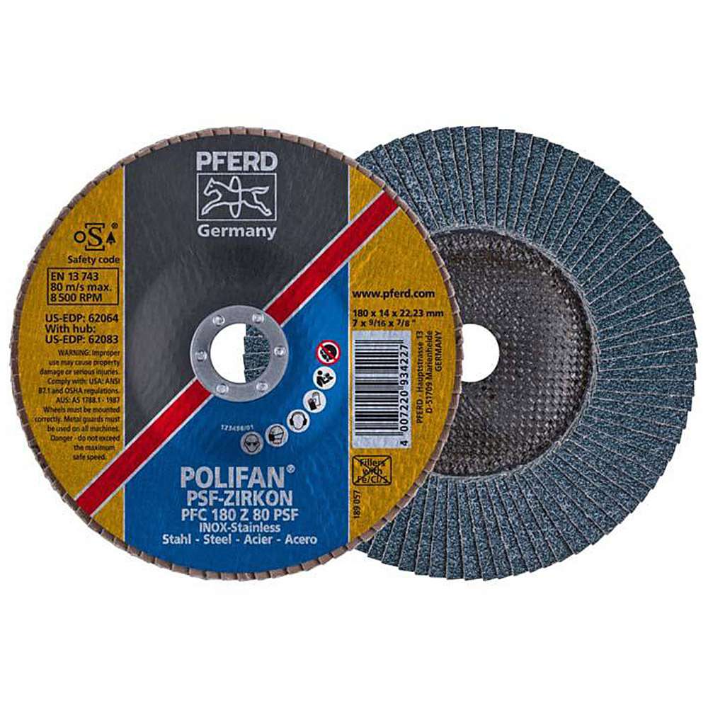 Fan grinding wheel - PFERD POLIFAN® - for steel / INOX - conical design