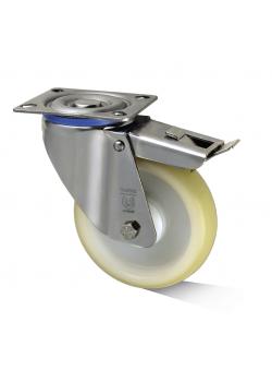 Castor - wheel PA - tread elastic polyurethane - ball or plain bearings - wheel
