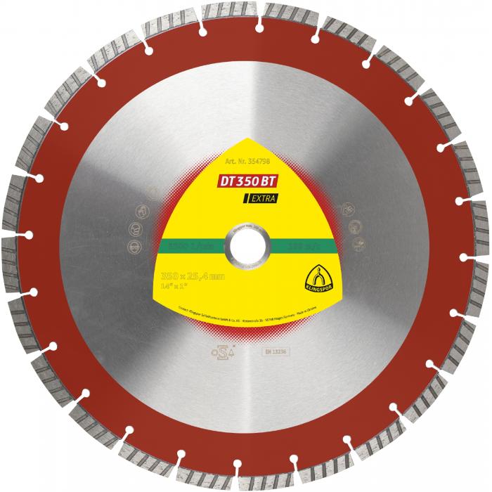 Diamond cutting disc DT 350 BT Extra - diameter 300 to 400 mm - segment width 2.8 to 3.6 mm - segment height 10 mm - bore 20 to 25.4 mm