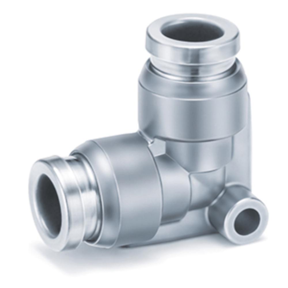 Raccord coudé KQB2L - laiton/acier inoxydable - Ø extérieur du tuyau de 3,2 à 16 mm - prix à l'unité