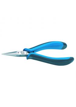 Electronic pliers - 145 mm - slim - flat round jaws - opening spring - ESD