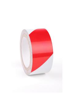 Ruban de marquage d'avertissement - PVC - autocollant - rouge-blanc - largeur 50 mm - longueur 1700 mm