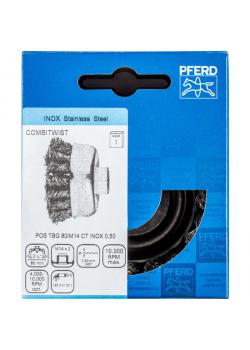 Pot brush - PFERD COMBITWIST® - threaded, spiked - with stainless steel wire - POS packaging