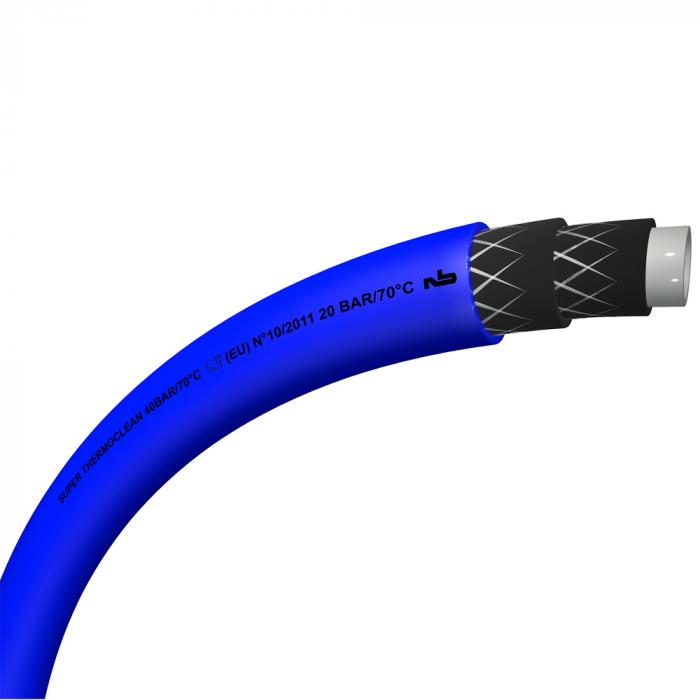 Wąż czyszczący i spożywczy Super Thermoclean® 40 - wewnętrzna Ø 12 mm - zewnętrzna Ø 22 mm - długość od 25 do 100 m - kolor niebieski - cena za rolkę