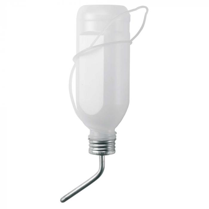 Drinking bottle for rabbits - plastic or glass - with aluminum tube - 500 ml - price per piece