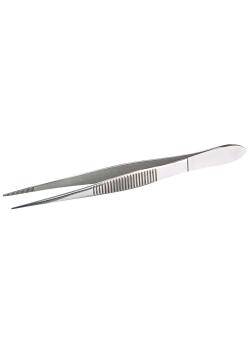 Tweezers stainless steel - pointed - straight shape - corrugated handle - length 105 mm or 160 mm