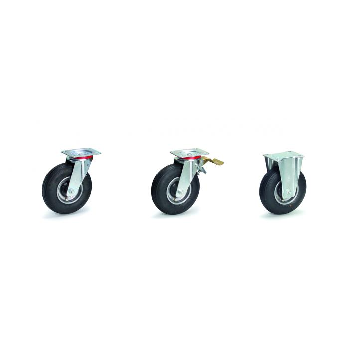 Swivel or fixed castor - with / without brakes - pneumatic wheel - wheel Ã˜ 220 mm - construction height 250 mm - load capacity 150 kg