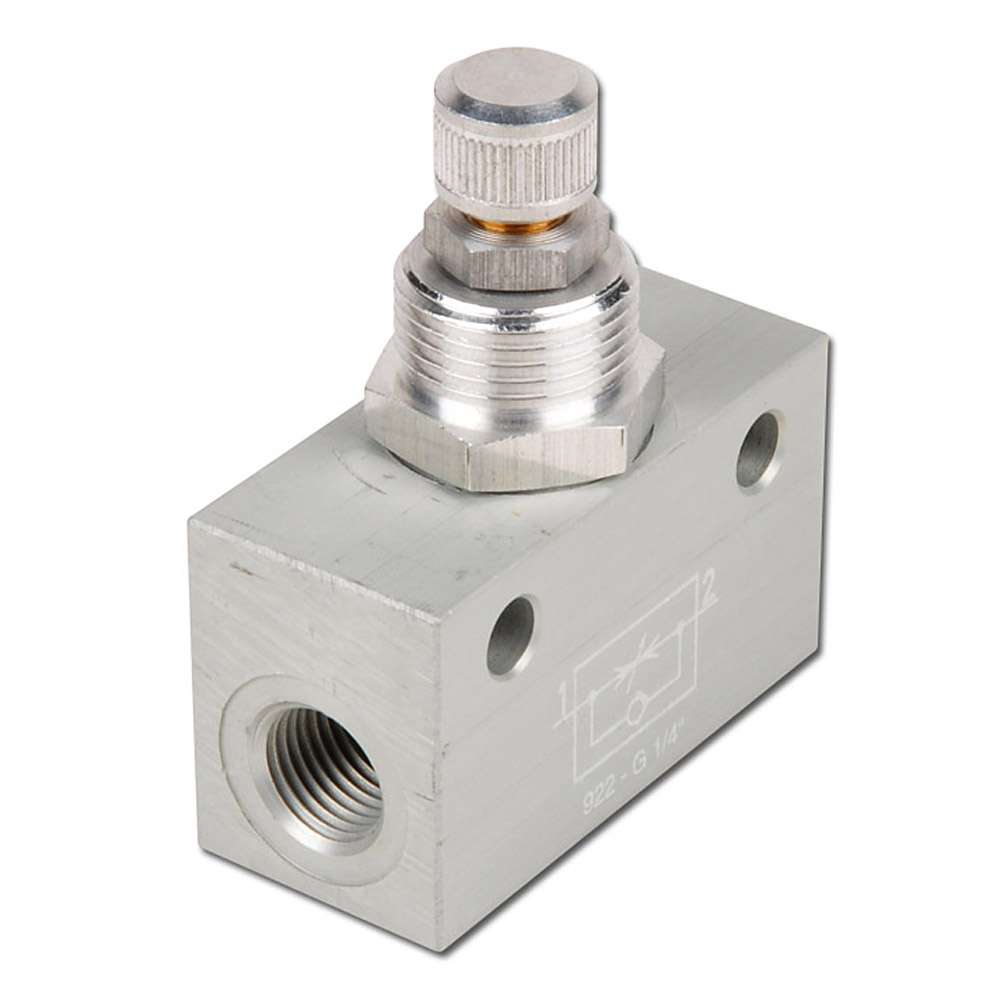 Throttle check valve - aluminum - up to 2000l/min - G 1/8" to 1/2" - with fine adjustment