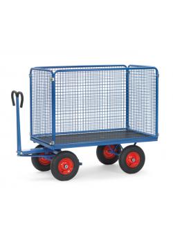 Hand truck - up to 1250 kg - with wire mesh walls - 1000 mm high