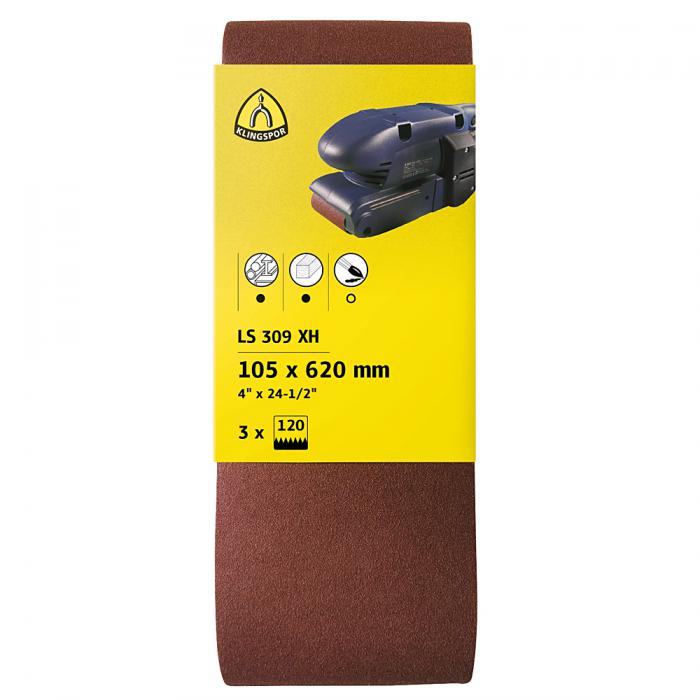 Abrasive cloth band LS 309 XH - width 65 to 105 mm - grit K 40 to K 180 - pack of 18 - price per pack