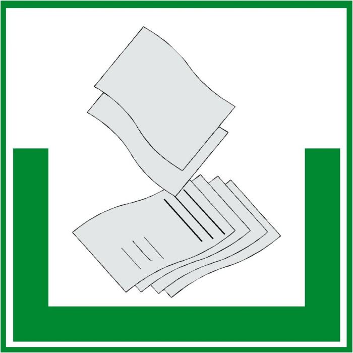Miljöskylt "papper" - sidolängd 5-40 cm