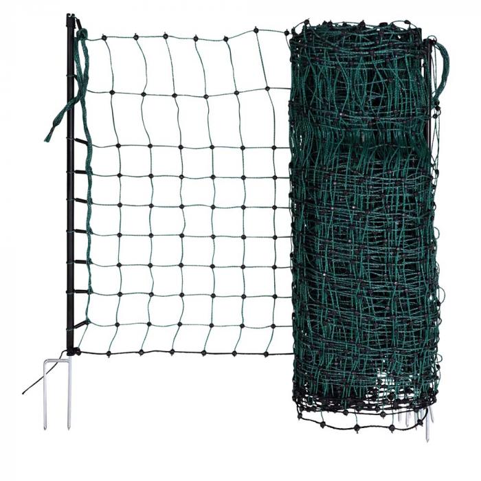 Rabbit net - electrifiable - with ground tip - height 65 cm - length 25 to 50 m - green