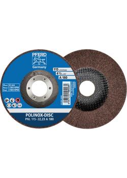 PFERD POLINOX grinding disc PNL - corundum - outer ø 115 and 125 mm - bore ø 22.33 mm - grit size 100 to 280 - unit 5 pieces - price per unit