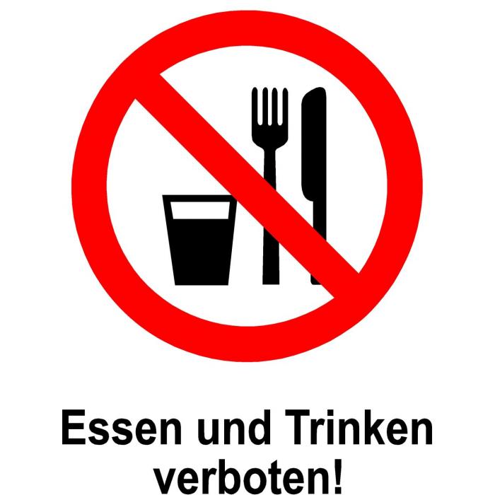 Verbotsschild - "Essen und Trinken verboten!" 20x30cm / 30x45 cm