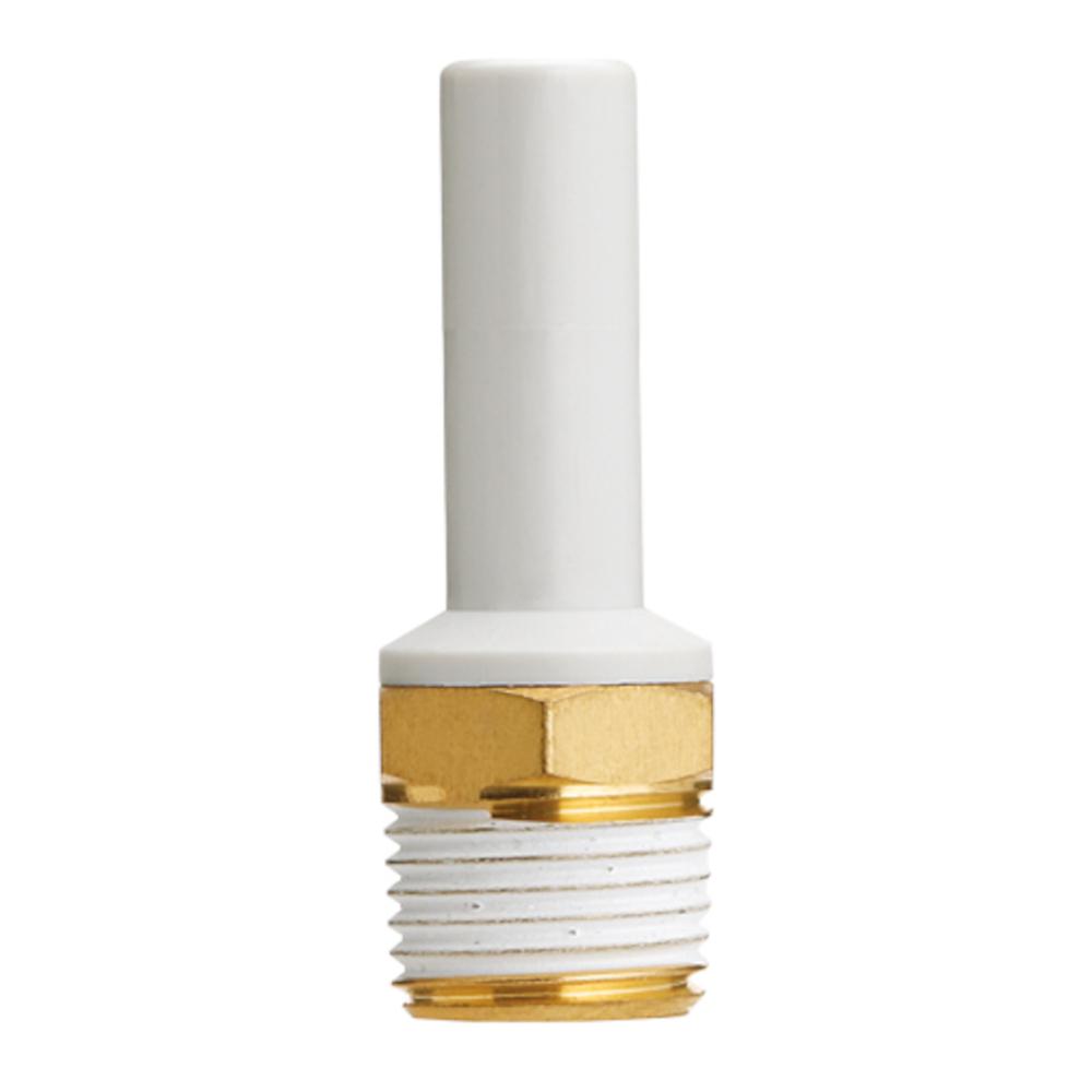 Ligekobling KQ2N - messing/PBT - med gevindtætning - slangediameter 4 til 10 mm - udvendig gevind R 1/8" til 3/8" - pakke med 5 eller 10 stk. - pris pr. stk.