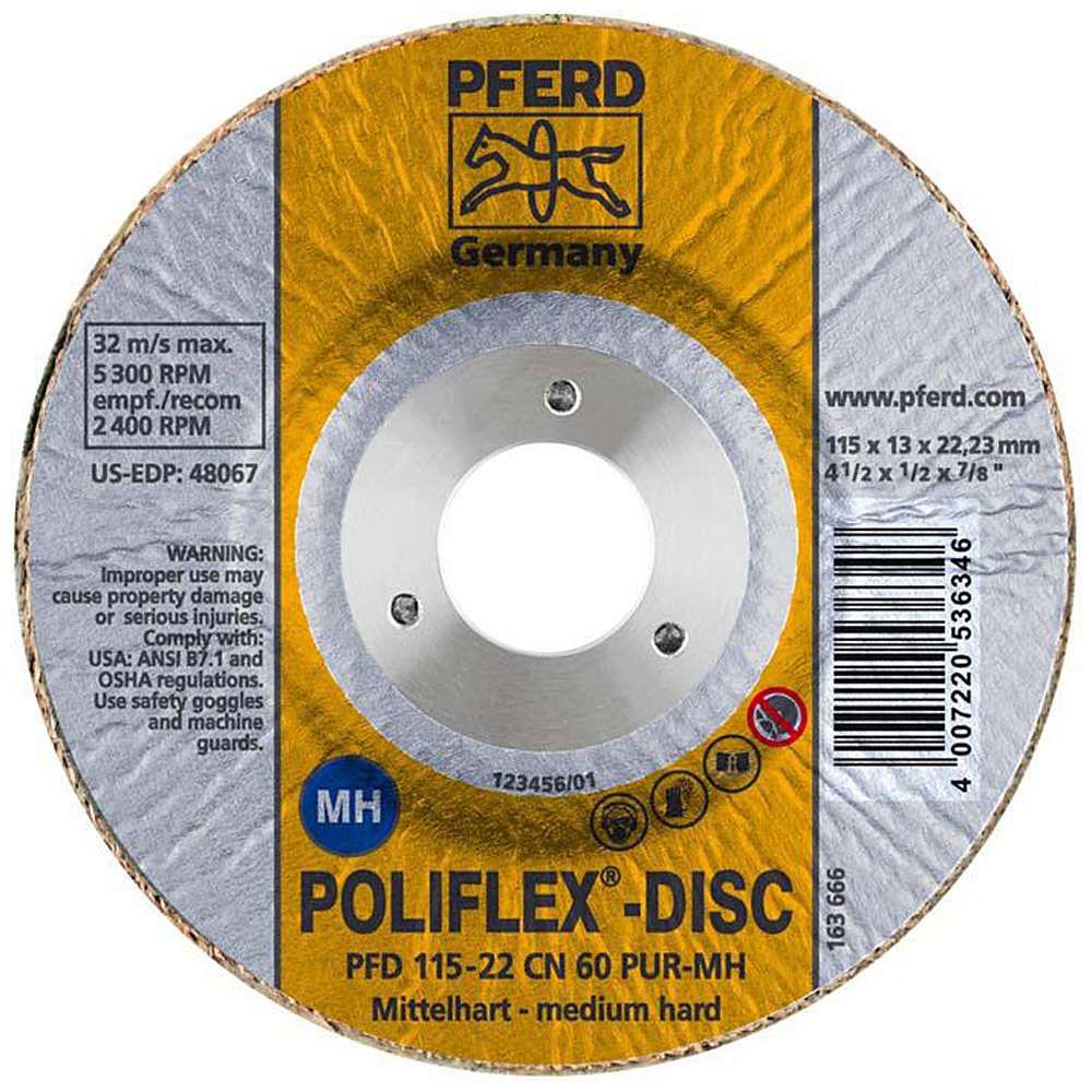 Schleifscheibe - PFERD Poliflex® - mittelharte PUR-Bindung - für INOX, Titan etc. - Preis per Stück