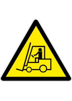 Znak ostrzegawczy "Ostrzeżenie przed urządzeniami do transportu poziomego" Wymiary 5-40 cm