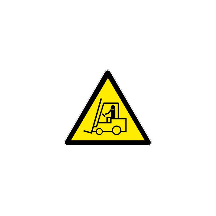 Varoitusmerkki "Varoitus teollisuustrukkit" sivun pituus 5-40 cm