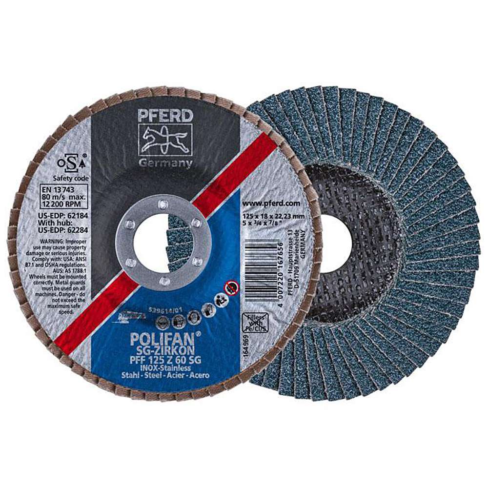 Flap disc - PFERD POLIFAN® - for steel / stainless steel - flat POWER execution