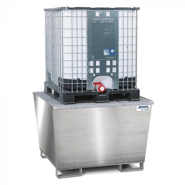 Catch pan pro-line - stainless steel - for 1 IBC á 1000 l - with grate stainless steel or galvanized