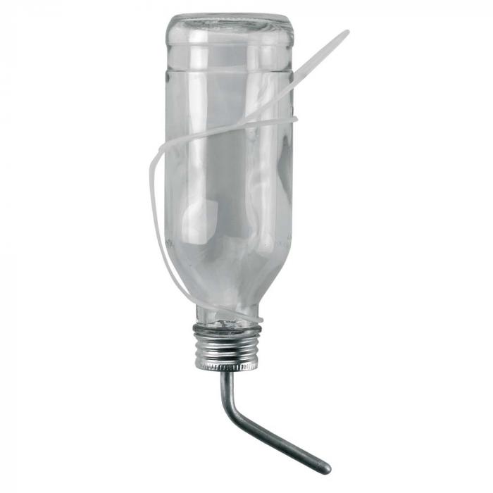 Drinking bottle for rabbits - plastic or glass - with aluminum tube - 500 ml - price per piece