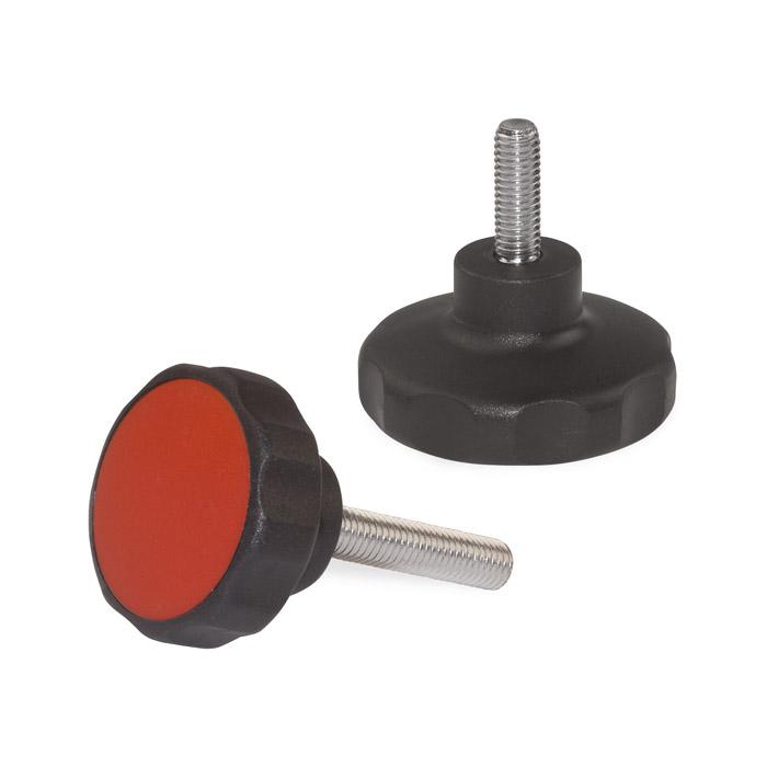 Star knobs - with mounted screw - Ø 32.5 to 55 mm - M6 X 14 to M 8 x 38 mm - black