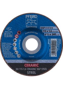 Cutting disc - PFERD - CERAMIC SGP STEEL - cranked version EH - outside Ø 115 and 125 mm - bore Ø 22.23 mm - pack of 25 - price per pack