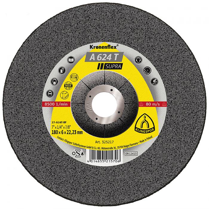 Roughing disc A 624 T - diameter 115 to 230 mm - bore 22.23 mm - pack of 10 - price per pack
