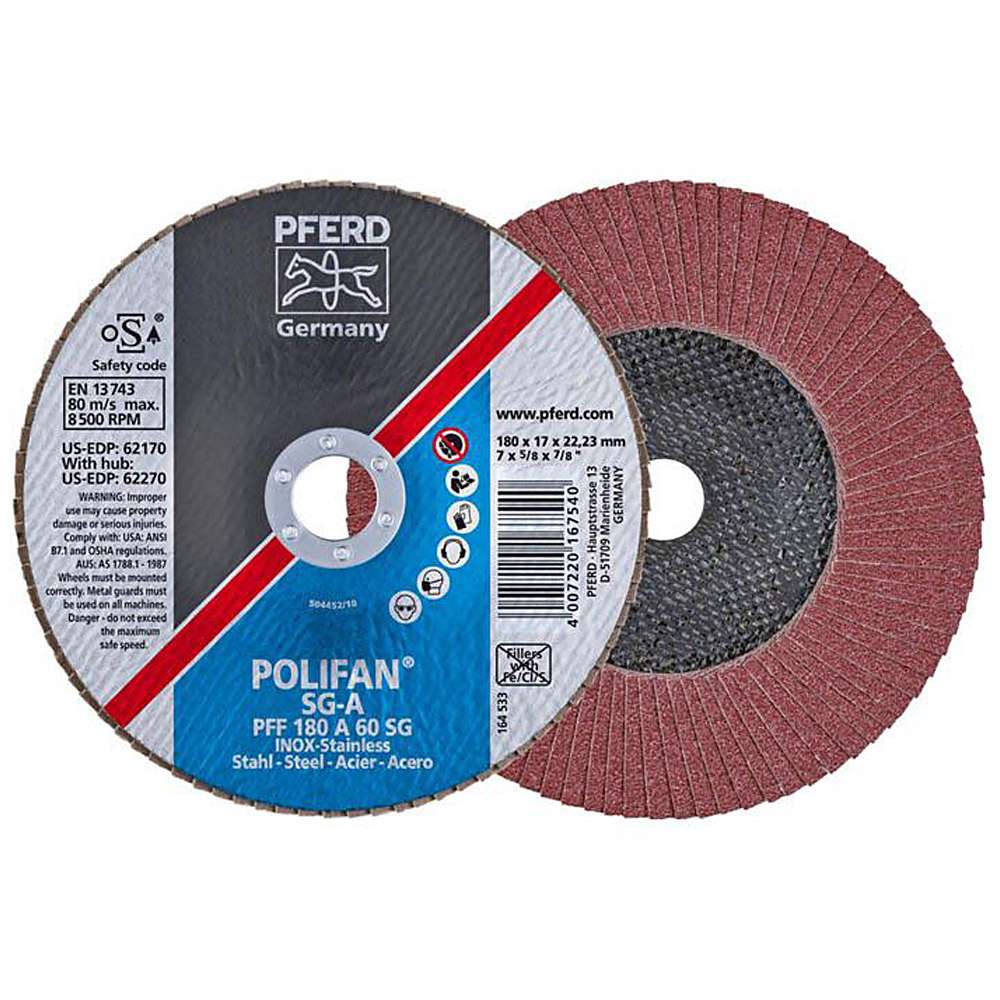 Fan grinding wheel - PFERD POLIFAN® - for steel / INOX / plastic - flat professional design