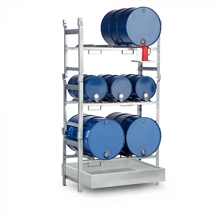 Staplingsramstyp RSR - galvaniserad - för 200 liters trumma - 3-hög stapelbar - lastkapacitet 680 kg - olika versioner
