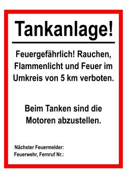 Warnschild "Tankanlage" 20x30cm/30x45cm