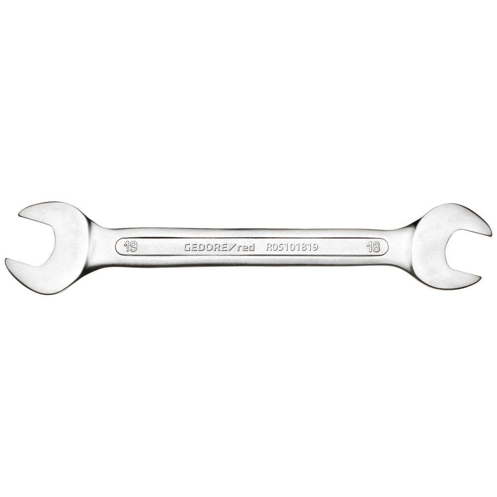 Gedore red double open-end wrench - according to DIN 3110 ISO 3318 ISO 1085 ISO 10102 - various wrench sizes. Wrench sizes