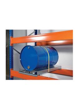 Barrel support - for shelves - with forklift pockets and tension belt