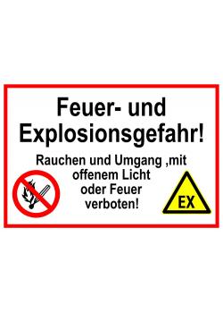 Warnschild - "Feuer- und Explosionsgefahr!" 20x30cm/30x45cm